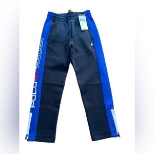 Ralph Lauren Black Sweatpants with Royal Blue Side Panels